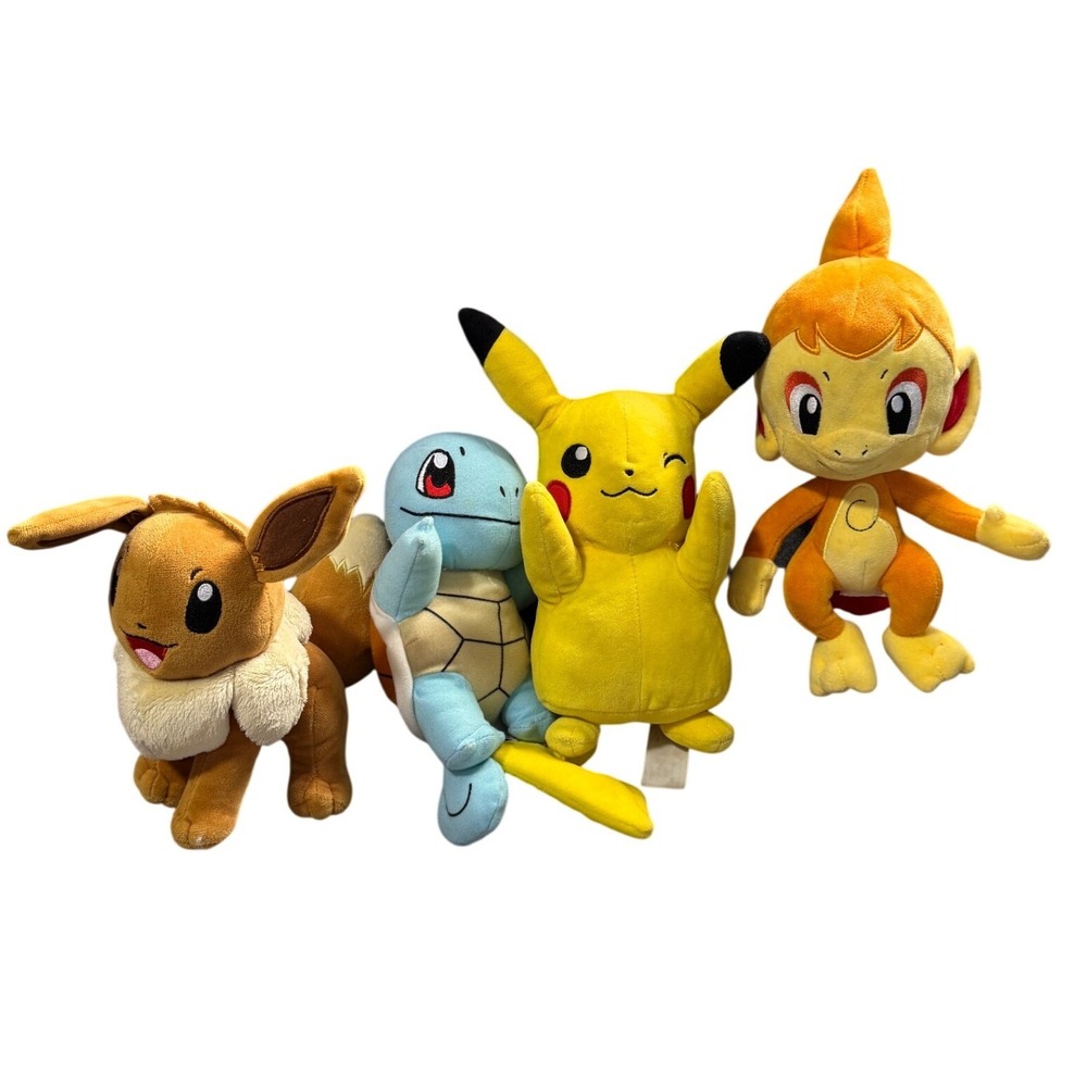 Pokemon‎ Plush Lot Pikachu Eevee Squirtle Chimchar Stuffed Animal Toy Bundle 4pc